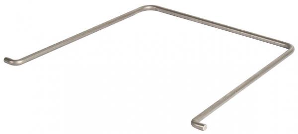 The image shows a simple, U-shaped metal bracket. It has two open ends that are bent downwards and could be used for fastening or as a mount.