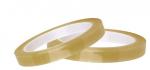 Preview: In the image, there are two rolls of transparent adhesive labels in a light, beige tone. The rolls are placed next to each other, with a round, white inner area.