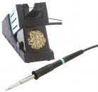 Preview: The image shows a soldering iron holder with a metal sponge for cleaning the soldering iron. The soldering iron features an open handle and a pointed tip.