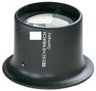 Preview: The image shows a black, cylindrical magnifying glass. It has a smooth surface, a wide rim, and a clear lens in the center, inscribed with 