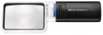 Preview: The image displays an electronic magnifying glass. It features a rectangular lens surrounded by a black and white casing. On the side, there is a control panel with buttons.