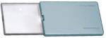Preview: The image displays a compact, rectangular magnifier in a blue casing. The casing is closed and has the inscription 