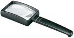 Preview: The image shows a black magnifying glass with a rectangular lens, housed in a sturdy, rectangular frame. The handle is also black and has a slightly rounded shape.