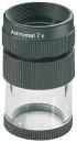 Preview: The image shows a black microscope objective with a transparent lens in the center. It is cylindrical, with threading on top and grooves for better grip. The lens is marked 