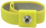 Preview: Das Bild zeigt ein gelbes, flexibles Armband aus Mesh-Material. In der Mitte befindet sich ein quadratisches, gelbes Element mit einer silbernen, runden Schnalle.