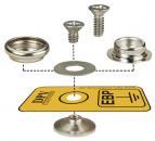 Preview: The image shows various metallic parts: screws, washers, and a cap, arranged around a yellow card with the inscription 