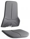Preview: Das Bild zeigt ein graues Sitzkissen mit einem hohen Rückenteil und einem flachen Sitz. Beide Teile sind ergonomisch geformt mit sanften Konturen und einer strukturierten Oberfläche.