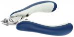 Preview: The image shows a nail clipper with ergonomic handles. The handles are blue and have a non-slip surface. The cutting blade is made of metal and slightly curved, suitable for trimming nails.