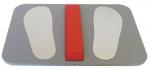 Preview: The image displays a matte gray surface with two white footprints on the right and left. In the center, there is a red, elongated element separating the two prints.