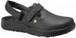 Preview: The shoe is a black clog with an adjustable strap. The surface is smooth and made of a functional material. The sole is slightly textured for good grip.
