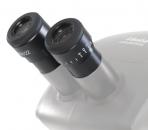 Preview: The image shows a microscope attachment with two round eyepieces. The eyepieces are black with numbers and a possible magnification factor. The body is silver-colored.