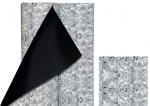 Preview: The image displays two rolls of fabric-like material. One roll has a silver, shiny surface with a coarse pattern, while a piece of black fabric is being stripped off.