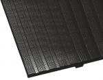 Preview: The image shows a black rubber mat with wavy patterns and raised dots. The structure is slip-resistant and arranged in elongated strips. It is suitable for indoor or outdoor use.