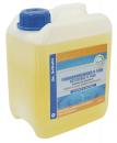 Preview: In the picture is a square canister with a blue screw cap. The canister contains yellow liquid and has a label with the inscription 