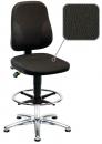 Preview: The chair has a black, padded seat and backrest. It stands on a chrome-plated base with five casters. Next to the chair, a detail of the surface texture is depicted.