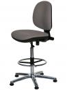 Preview: The chair is height-adjustable and has a gray seat and a backrest. It stands on a stable, chrome-plated base with five casters that provide mobility.