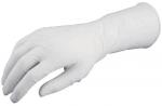 Preview: The image shows a white, rubberized hand held in an open position. The hand has five fingers and is designed to be slim, typical for a glove.