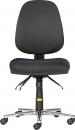 Preview: The image shows a black office chair with a high back and a padded seat. The chair has five wheels and a gas-powered height adjuster.