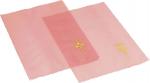 Preview: Das Bild zeigt drei hauchdünne, transparente pinkfarbene Blätter. Jedes Blatt hat eine glatte Textur, und eines ist mittig mit einem goldenen Symbol oder Schriftzug verziert.