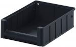 Preview: Das Bild zeigt eine schwarze aufrechte Kunststoffbox ohne Deckel. Sie hat eine rechteckige Form, glatte Seiten und ist innen hohl. Ideal zur Aufbewahrung von Gegenständen.