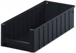 Preview: Das Bild zeigt eine rechteckige, schwarze Kunststoffbox. Sie hat hohe Wände mit vertikalen Rillen und eine offene Vorderseite. Die Oberfläche ist glatt und stabil, geeignet für Aufbewahrung.