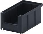 Preview: The image shows a rectangular, black plastic box without a lid. It has open sides, a sturdy surface, and is ideal for storing items.