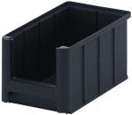 Preview: The container is rectangular, made of black plastic, with vertical grooves on the sides. It has an open top and a sturdy, flat base. Ideal for storing items.