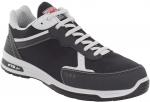 Preview: The shoe is a sporty sneaker in black with white details. It has flat laces, a padded tongue, and a rubberized sole that provides good grip.