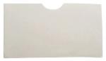 Preview: The image shows a white, rectangular plastic or paper card with a notch at the top. It is flat and unprinted.