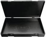 Preview: The image shows a black, rectangular box with a lid that is open. The interior surface is smooth and also black. The box has a striking, distinctive shape.