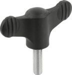 Preview: The image shows a black handle in the shape of a T with two round, ridged ends. In the center, there is a ball, and beneath it, there is a metal thread.