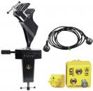 Preview: The image shows a black, metallic tool with a holder, a cable with round connectors, and a yellow, square box with two connectors.
