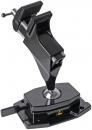 Preview: The image shows a black holder with an upright form. It has a round base and an adjustable mount for securely attaching devices. Several levers are visible.