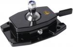 Preview: The image shows a black holder with a round metal head in the center and a lever on the side. The head has a blue dot and is mounted on a sturdy base.
