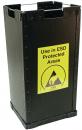 Preview: This is a black trash can with a rectangular, sturdy design. On the front, there is a yellow sign with the inscription 