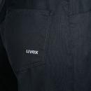 Preview: The image shows the lower part of a black garment, likely pants or overalls. On the left leg, there is a patch pocket with the white lettering 