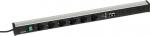 Preview: The image shows a power strip with several outlets in a long, rectangular shape. At one end, there is a power switch and additionally two USB ports.