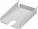 Preview: The image shows a white, flat storage box with open sides and a notched front. It has a simple, rectangular shape and is made of metal.