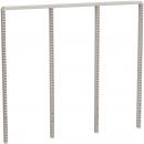 Preview: The image shows a simple, three-part metal shelving structure. It has three vertical supports with holes for attaching shelves, which are sturdy and open in design.