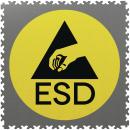 Preview: The image displays a yellow, round symbol featuring a black triangle and a hand holding an object. Below it, the letters 