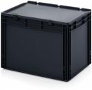 Preview: Es handelt sich um eine schwarze Kunststoffbox mit einem geschlossenen Design. Sie hat eine rechteckige Form, stabile Wände und Griffe an den Seiten für einfachen Transport.