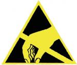 Preview: The image shows a yellow triangle with a black inner field. Inside, there is a hand depicted that is crossed out by a diagonal line, indicating that touching is prohibited.