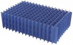 Preview: The image displays a rectangular heatsink made of blue materials, consisting of many parallel fins. It features a textured, wavy appearance and serves for heat dissipation.