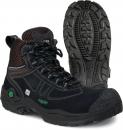 Preview: Das Bild zeigt einen schwarzen Wanderschuh mit orangefarbenen Akzenten. Der Schuh hat eine hohe Form für Knöchelschutz, robuste Schnürsenkel und eine griffige, strukturierte Sohle.