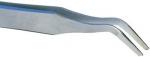 Preview: The image shows a tweezer-like pair of pliers made of shiny metal. The tips are narrow and slightly curved to allow precise gripping motions. The handle is flat and sturdy.