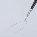 Preview: The image shows a fine, curved needle held by tweezers. The needle has a small opening at one end and is placed against a light background.