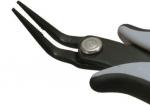 Preview: The image shows a pair of pliers with long, narrow handles and sharp, serrated jaws. It has a black and gray surface, ideal for precise tasks.