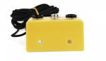 Preview: The image shows a yellow device with a rectangular shape. It has two black connectors and a screw in the middle. A black cable is attached at the back.