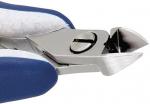 Preview: The image shows a metallic nail or wire clipper. It has a sharp, curved edge and ergonomic handles in blue and white. Ideal for cutting small parts.