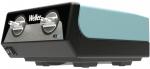 Preview: The image displays a black and turquoise device with two round knobs on the front. It reads 